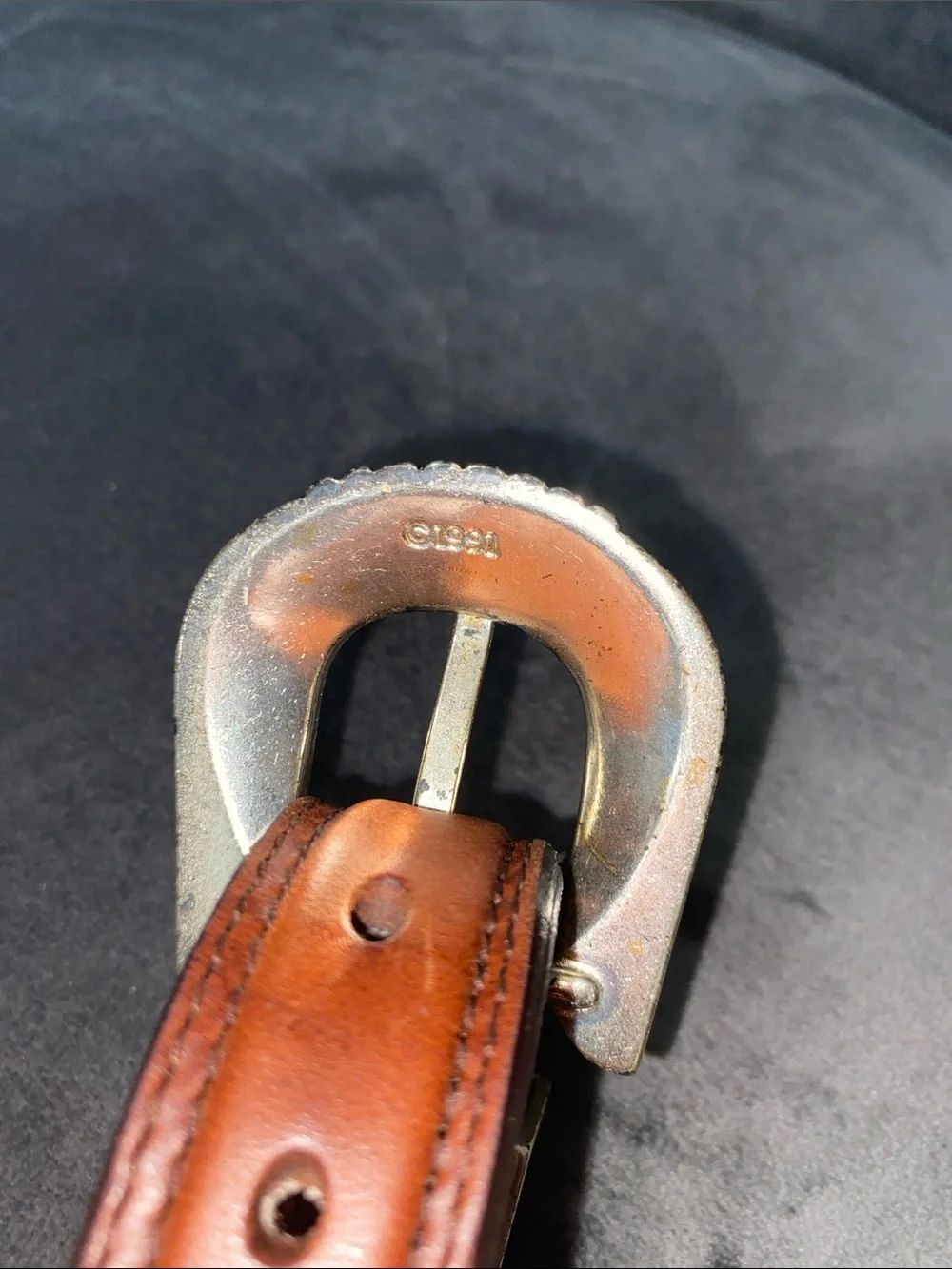 Vintage 1991 3D Belt Co Tooled Leather Western Ranger Belt Silver Hardware